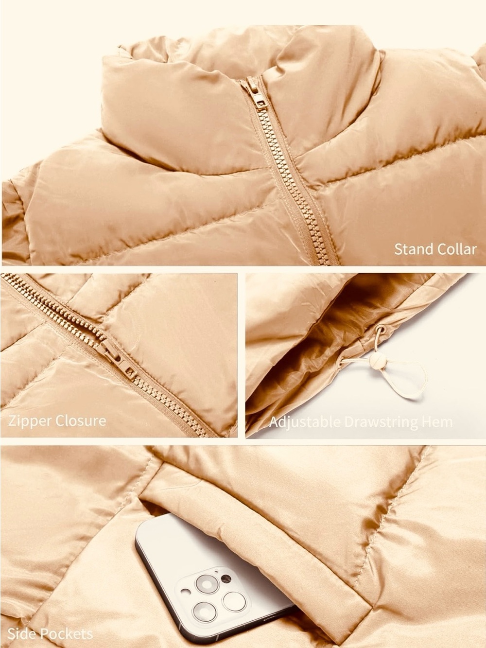 NWT Woman’s ZEAGOO Puffer Vest Small Oversized Zip~Up Stand Up Collar 🤎🤎💫 - Picture 5 of 6